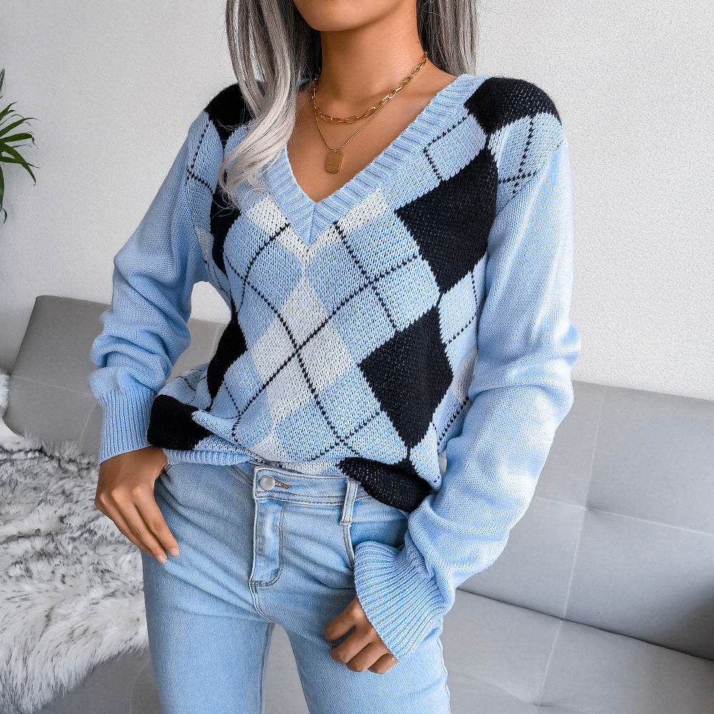 Women's Clearance College Style Rhombus Leisure Clothing