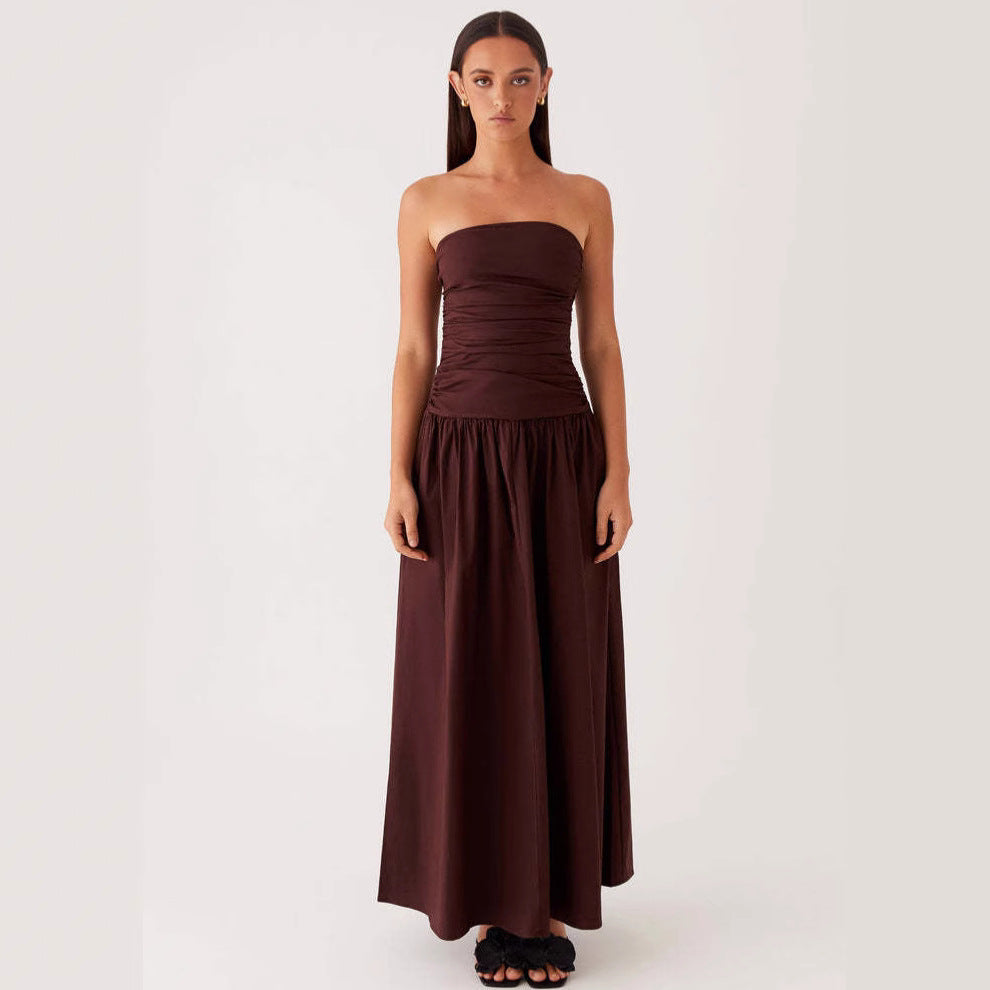Women's Summer Elegance Retro High-grade Tube Pleated Dress