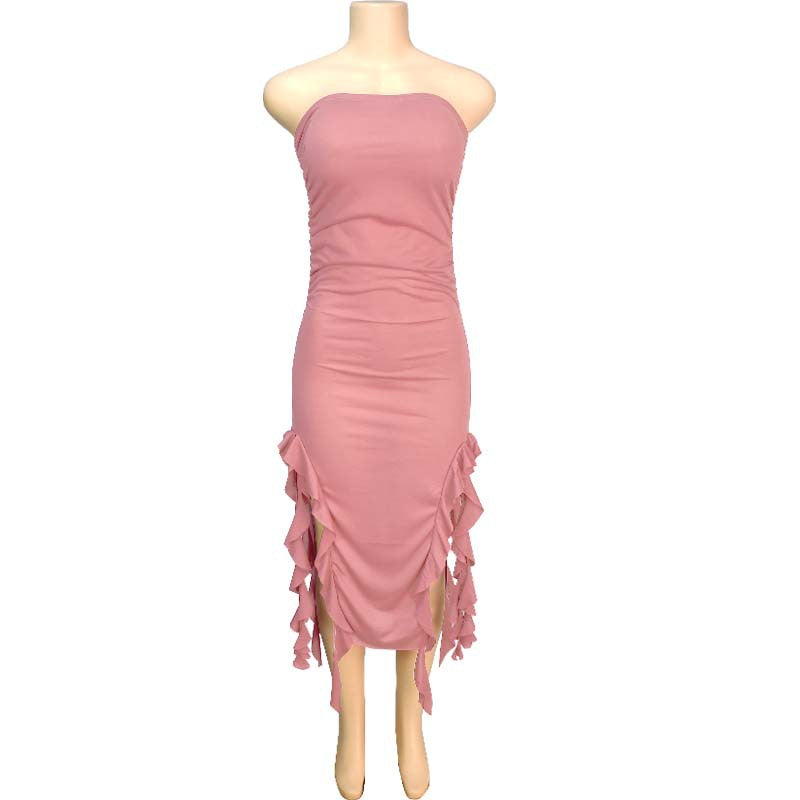 Women's Fashion Sexy Personalized Chest Wrap Irregular Dresses