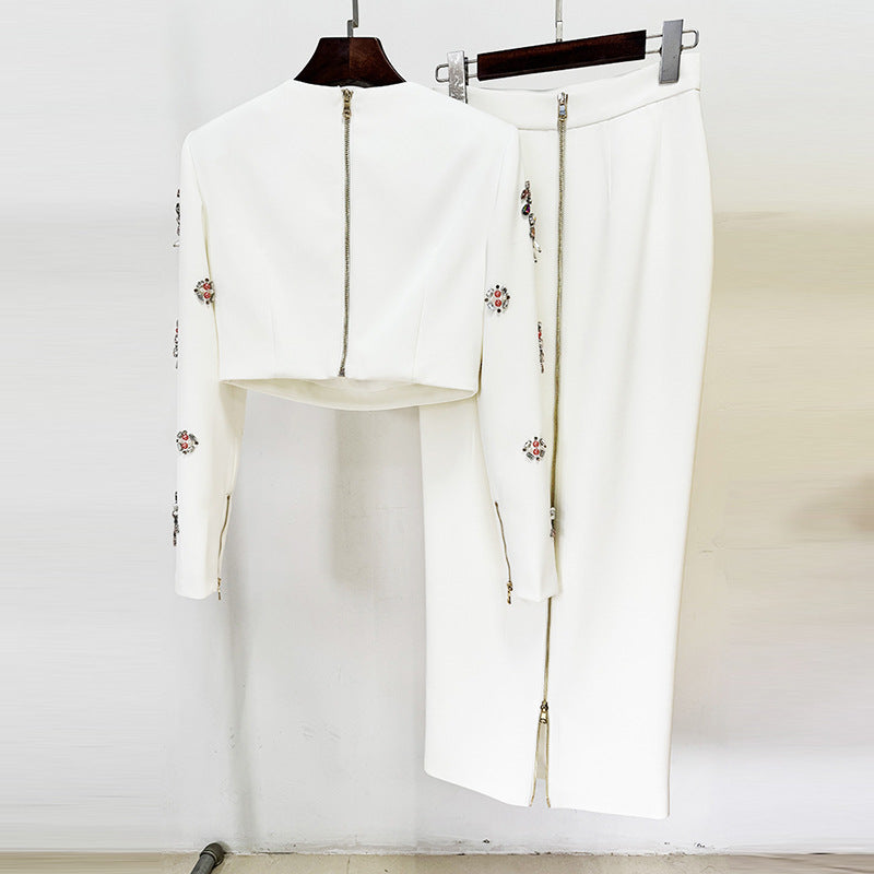 Fashion Bead Diamond Inlaid Dress Two-piece Suits