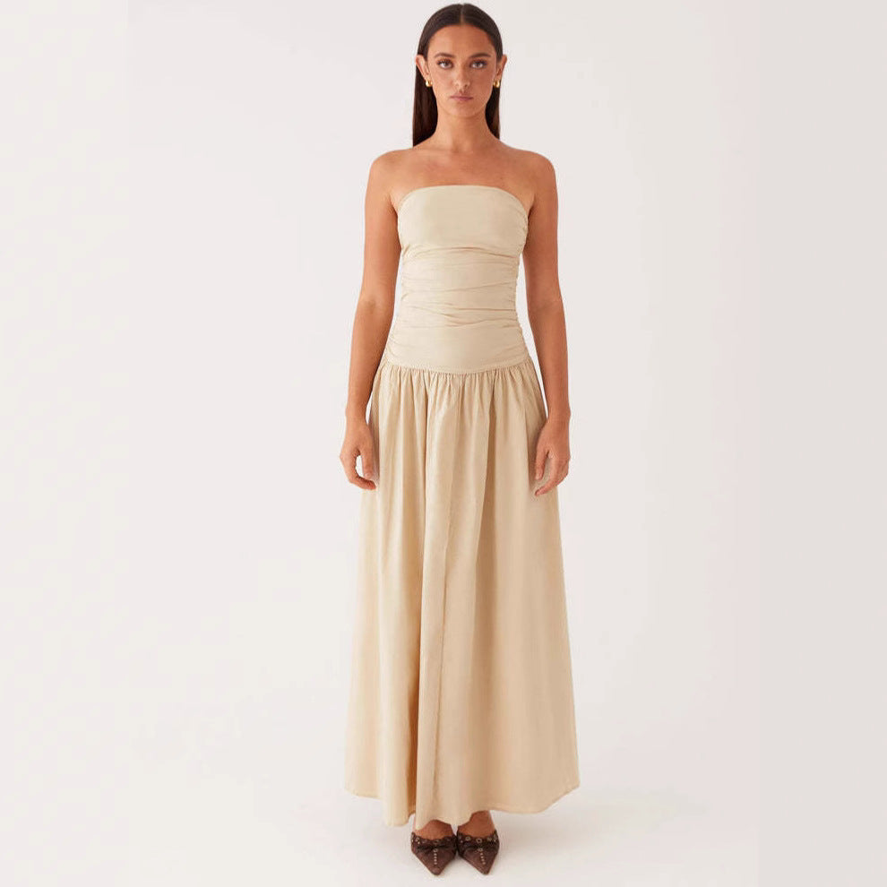 Women's Summer Elegance Retro High-grade Tube Pleated Dress