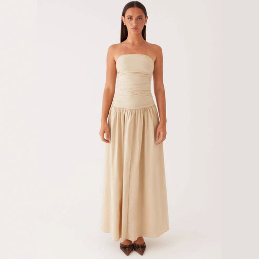 Women's Summer Elegance Retro High-grade Tube Pleated Dress
