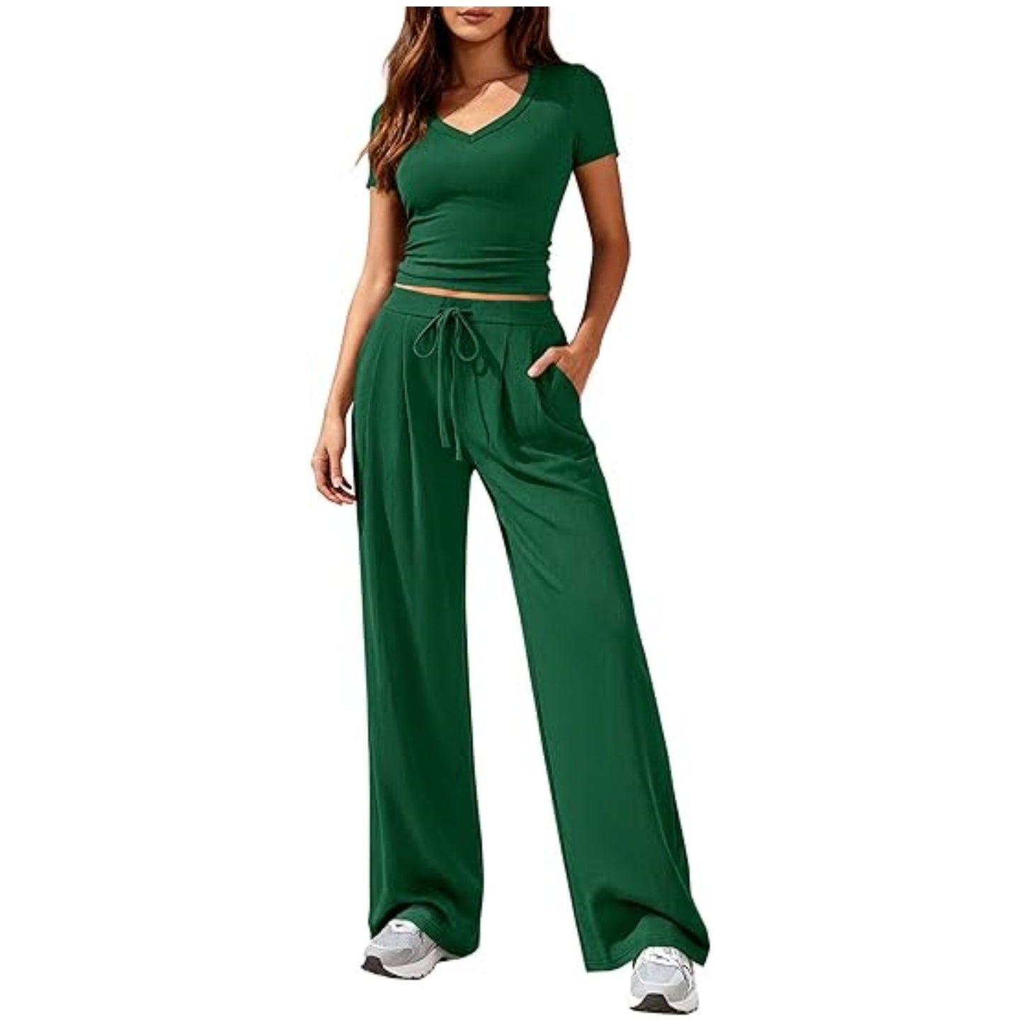 Women's Solid Color Wide Leg For Fashion Casual Suit