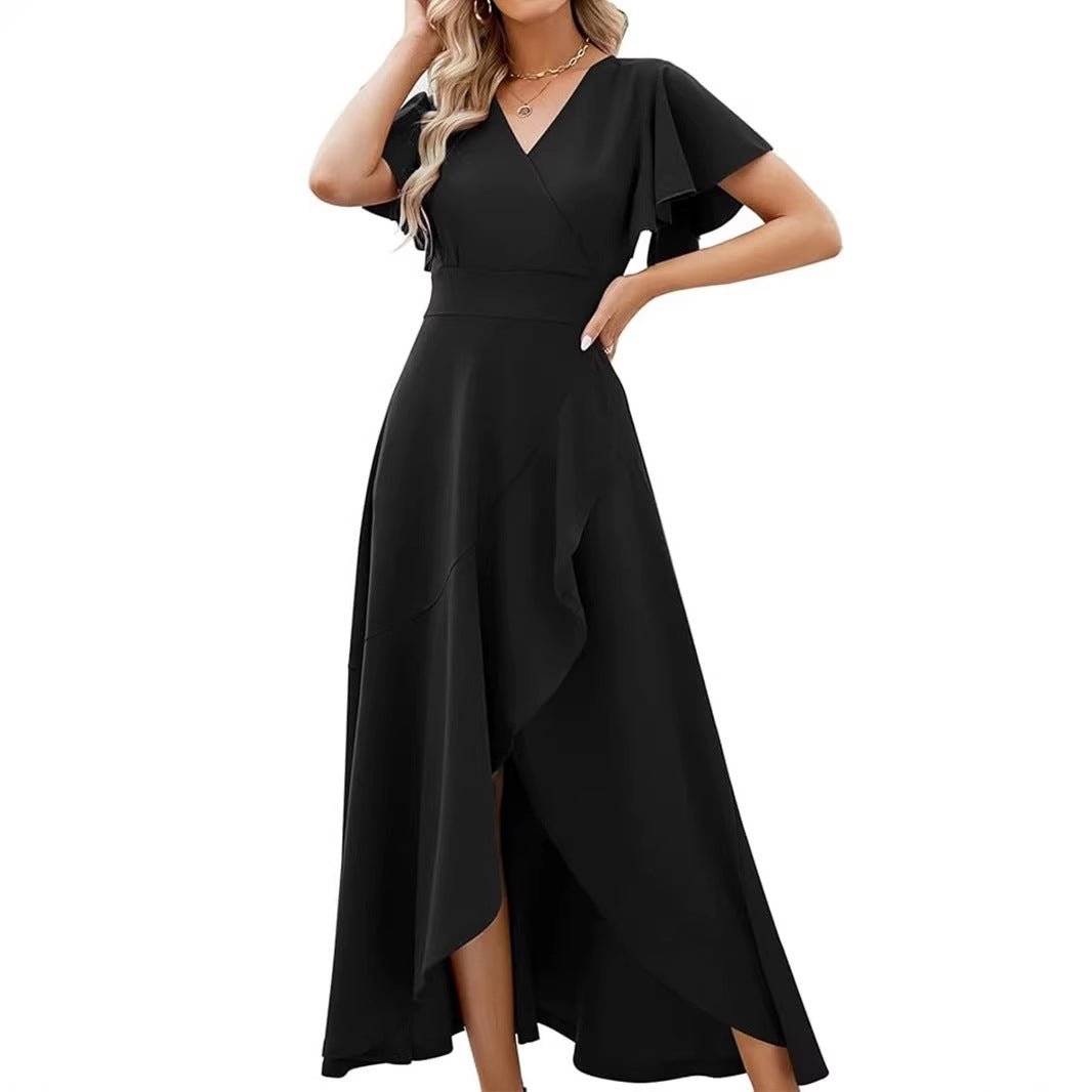 Innovative Women's Ruffle Sleeve Elegant Polyester Dress
