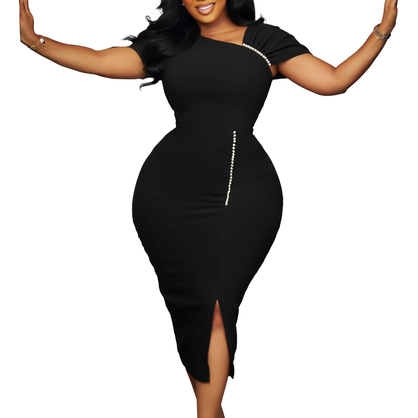 Temperament Sheath Beaded High Waist Ol Pencil Skirts