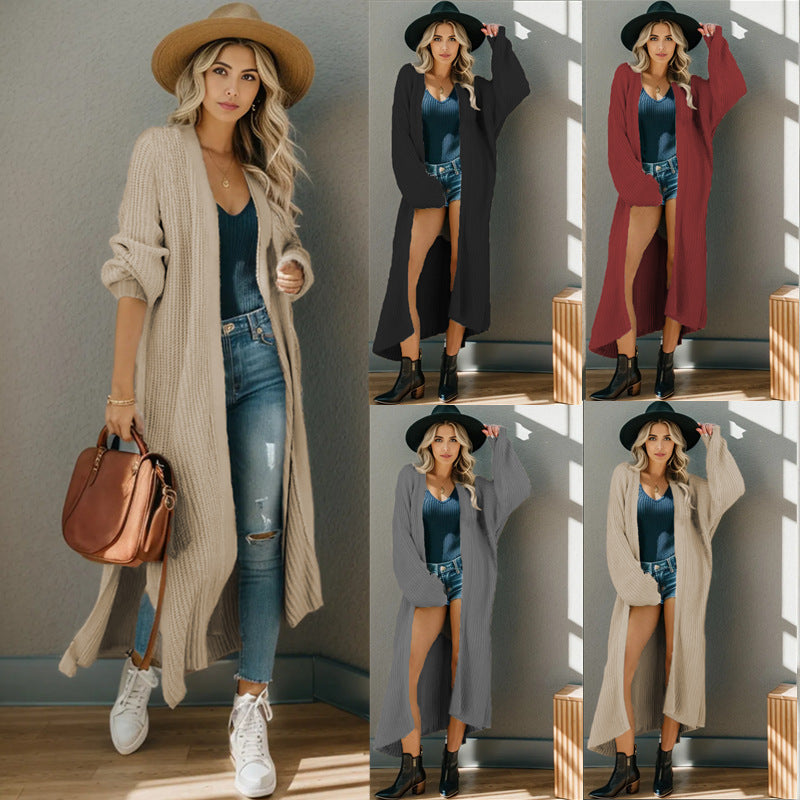 Cool Women's Knitted Long Slit Loose Women's Sweater