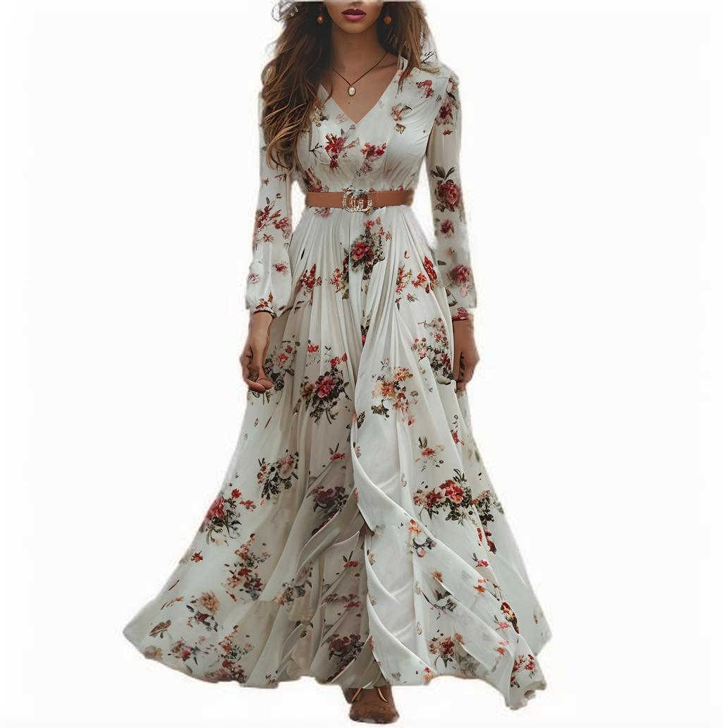Autumn Fashion Temperament Long Sleeve Printed Dresses