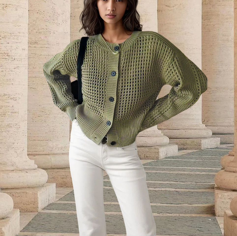 Women's Round Neck Casual Slim Hollow Women's Sweater