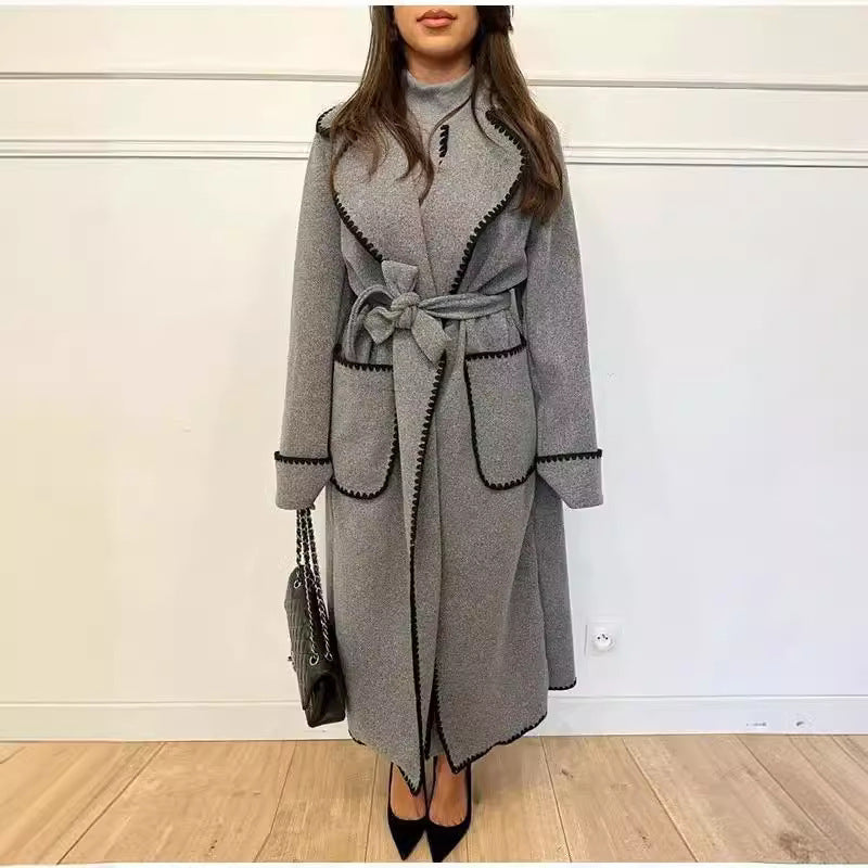 Women's Warm Long Sleeves Lapel Woolen Coats
