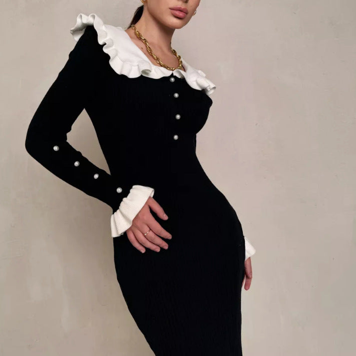 Retro French Ruffled Knitted Woolen Model Skirts