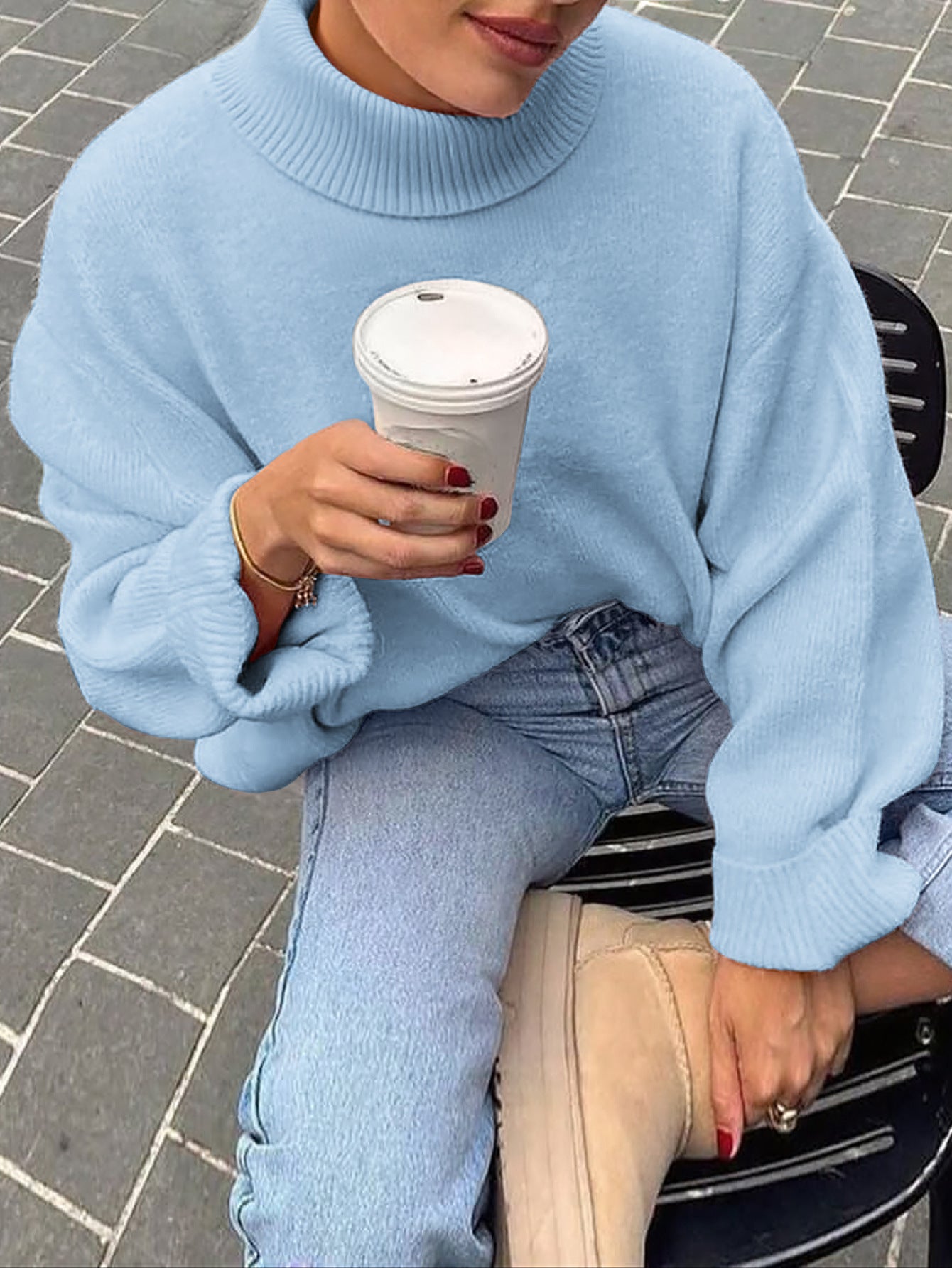 Women's Casual Woolen Solid Color Long Sleeve Sweaters