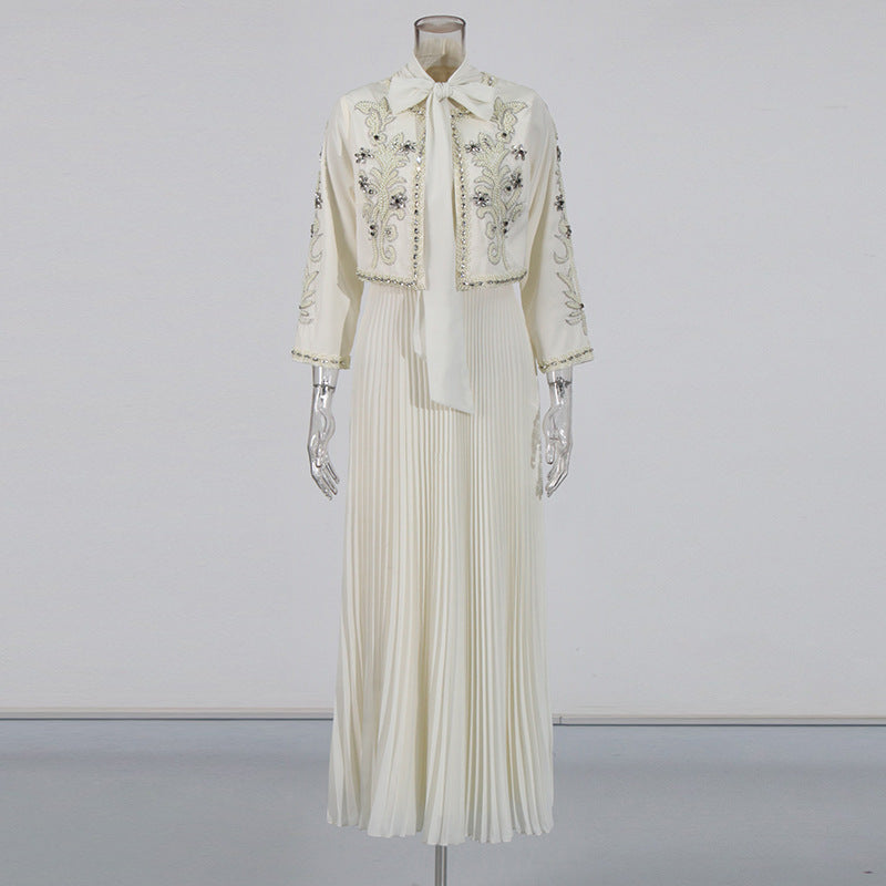 Women's Retro Court Diamond Two-piece Embroidered Slim Suits
