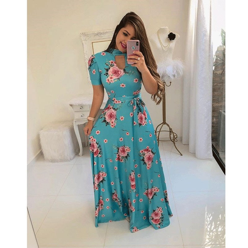 Sexy Fashion Digital Printing Style Large Dress