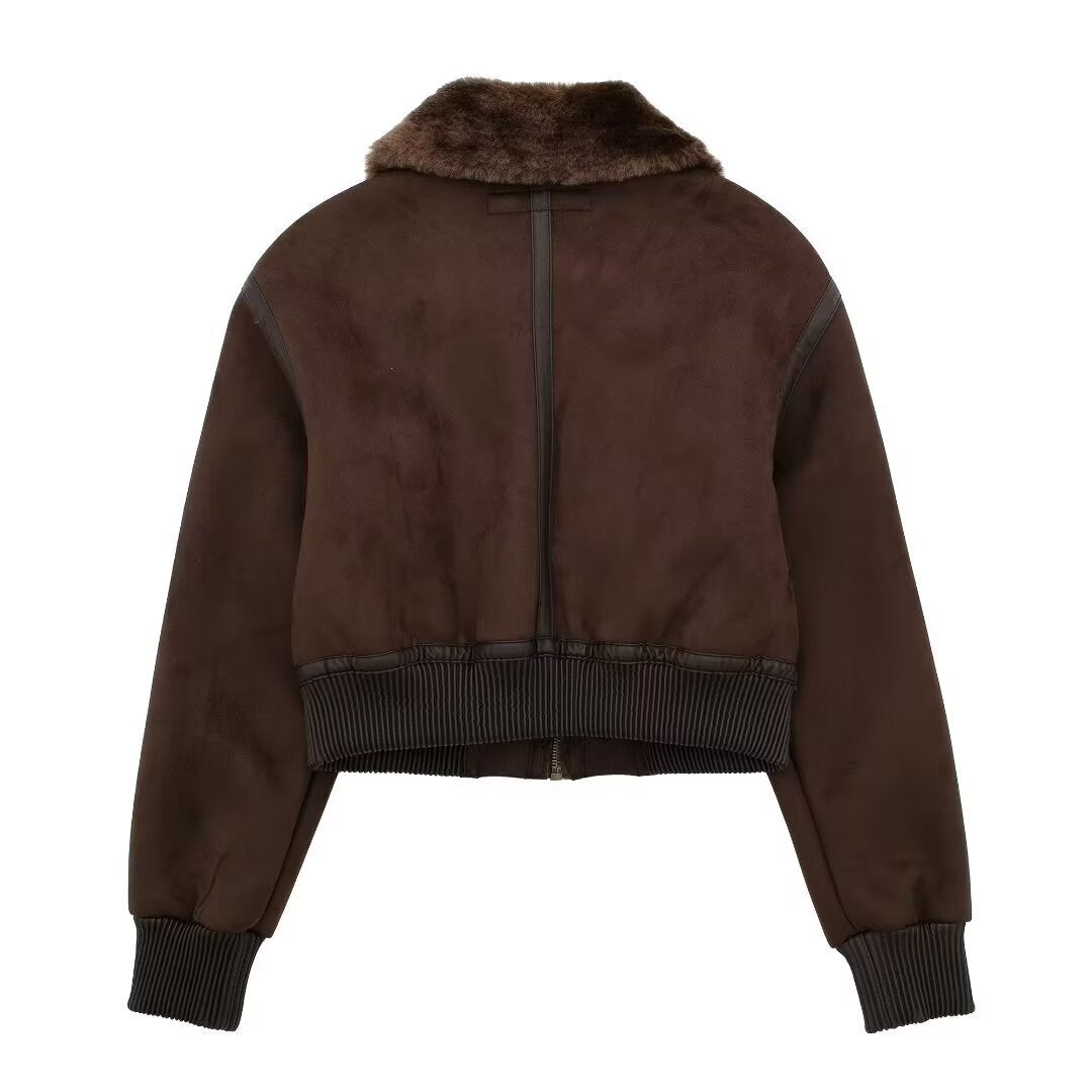 Women's Fashion Solid Color Polo Collar Loose Coats