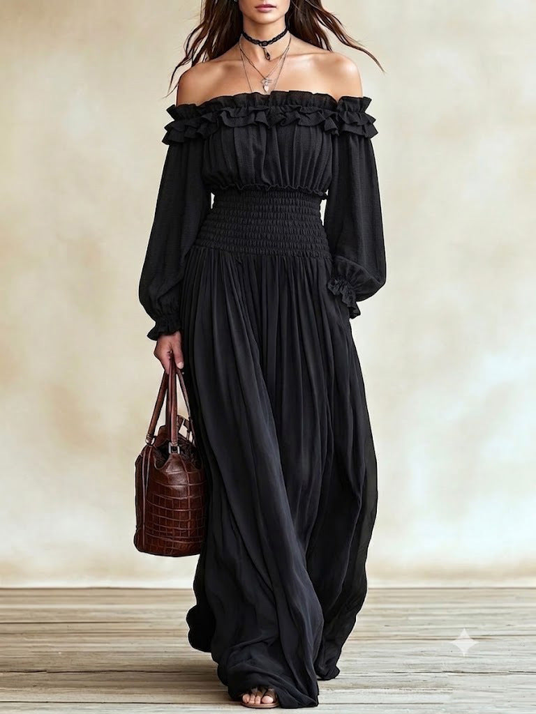 Women's Autumn Ruffled Long Sleeve Waist Clothing