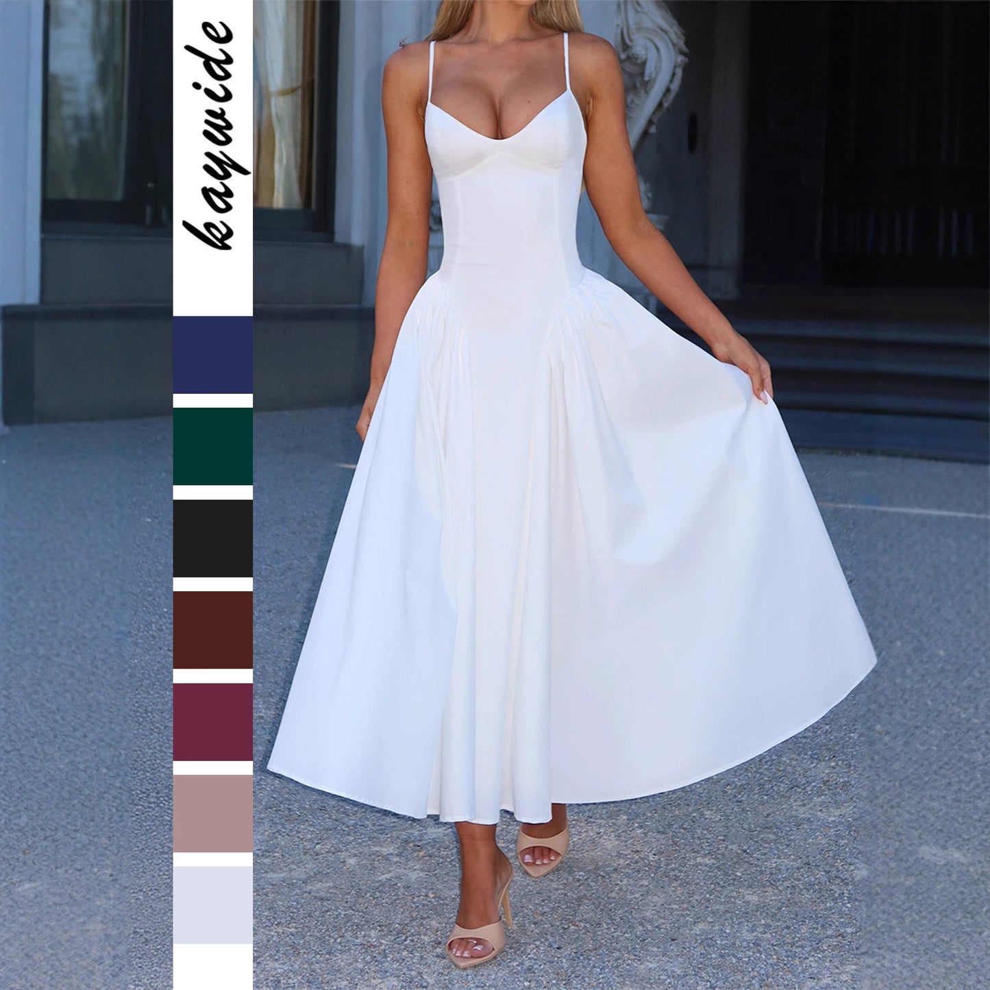 Women's Elegant Strap Solid Color Long Dress