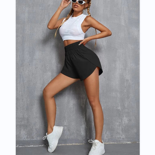 Women's High Waist Elastic Loose Sports Leisure Shorts