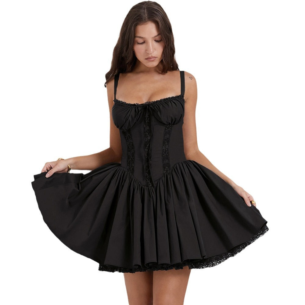 Women's Sexy Lace Patchwork Sling Small Female Dresses