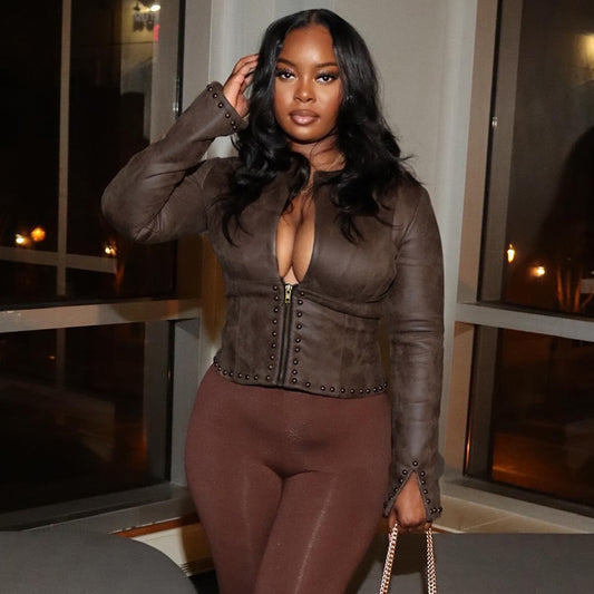 Women's Autumn Solid Color Casual Zipper Long-sleeved Tops