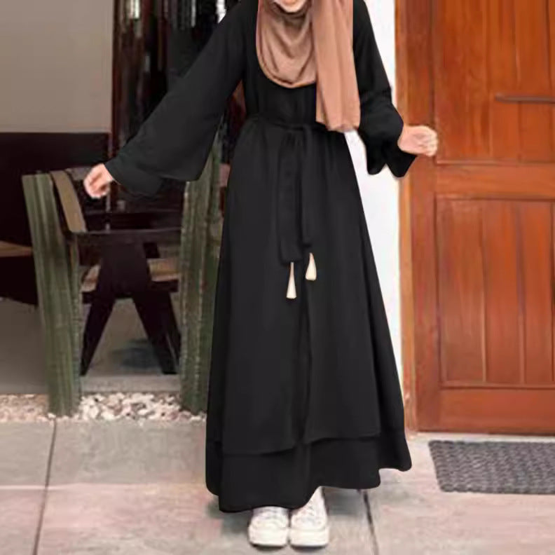 Fashion Artistic Retro Leisure Loose Crew Dresses