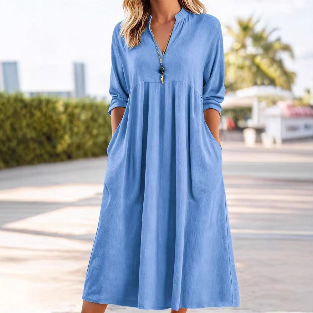 Women's Loose Cotton Linen Summer Light Luxury Dress