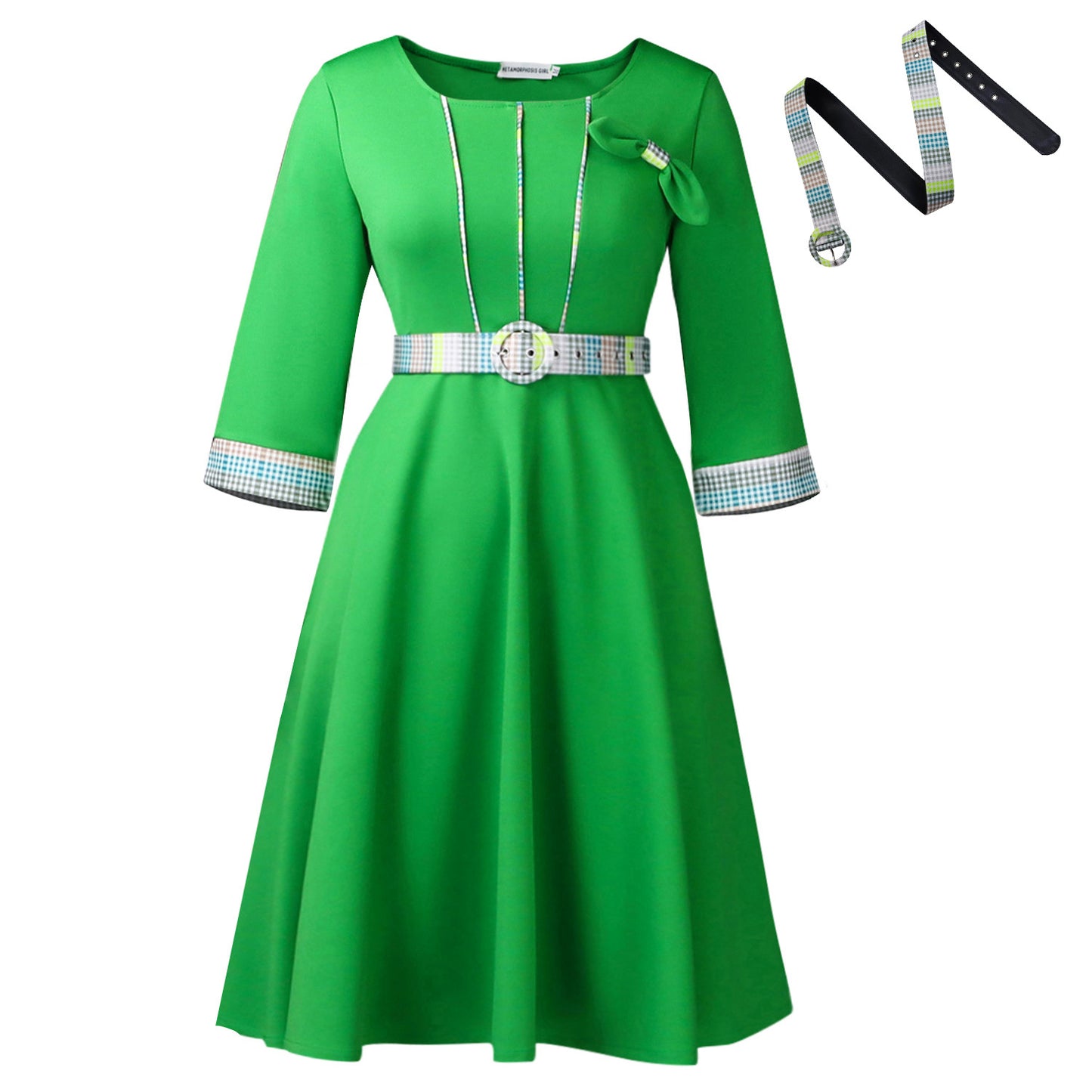 Women's Fashion Elegant Round Neck Stitching African Dress
