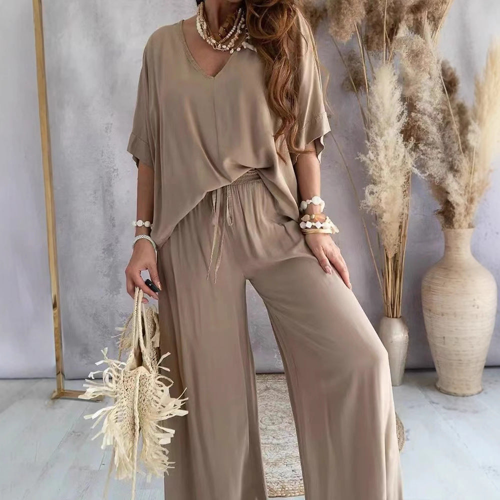 Beautiful Women's Collar Batwing Sleeve Loose Pants
