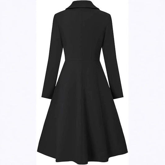 Women's Winter Gap Lapel Double Breasted Button-shaped Pleating Coats