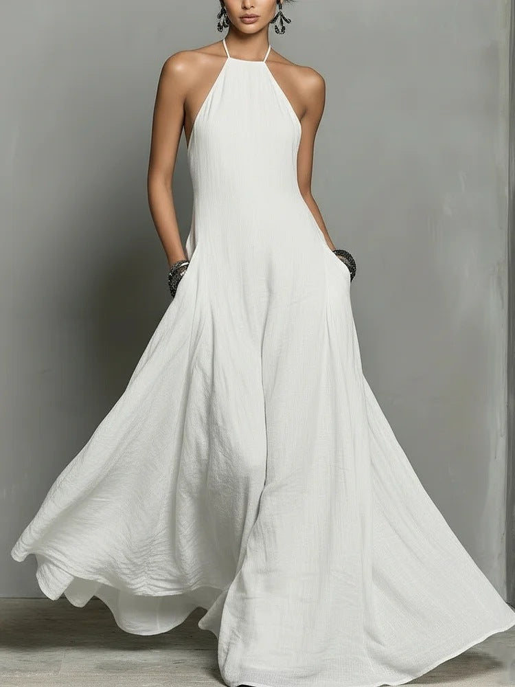 Summer Lady Sexy Minimalist Halter Backless Dress