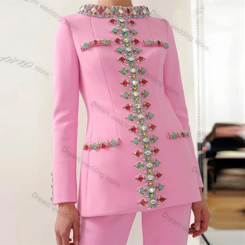 Early Spring Fashion Bead Diamond Skinny Suits