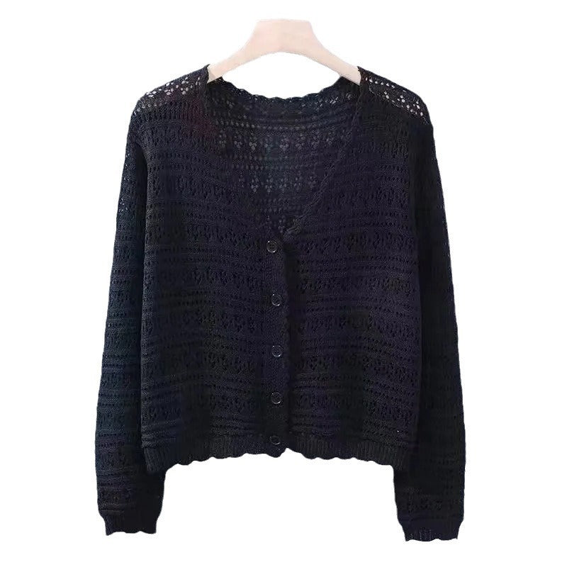 Women's Shirt Fresh Candy Color Knitted Light Breathable Long Sleeves Sun Women's Sweater