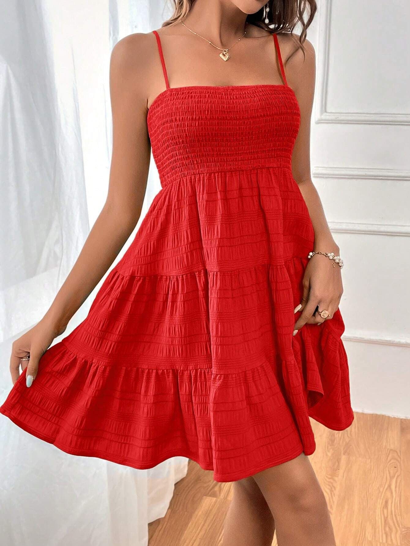 Women's Summer Camisole Pure Color Texture Dress Dresses