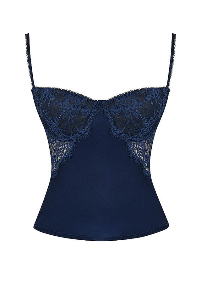 Summer Slim Lace Stitching Hollow Sexy Tops
