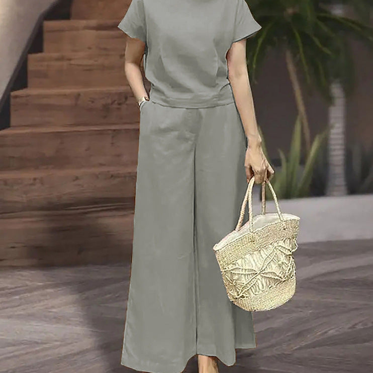 Women's Summer Two-piece Solid Color Loose Label Fashion Casual Suit