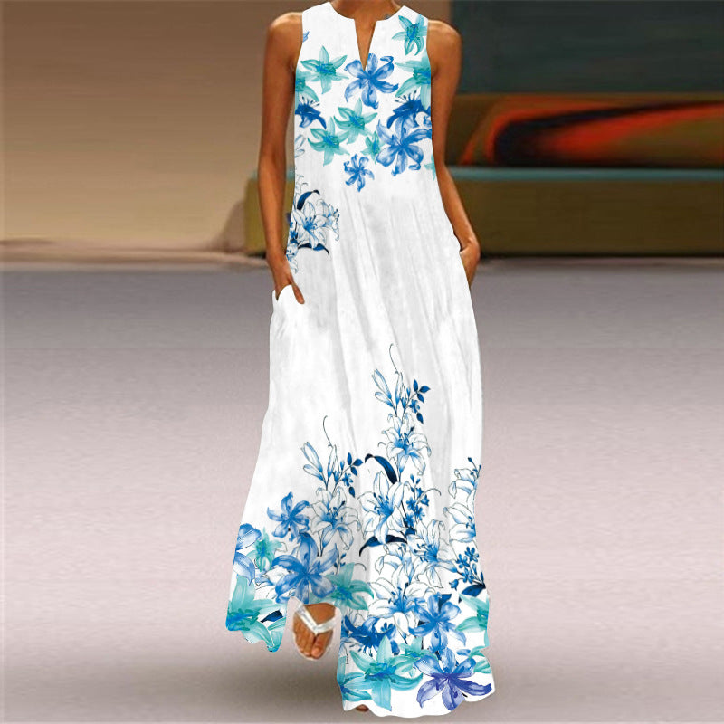 Women's Summer Sleeveless Dress Printed Emerald Dresses