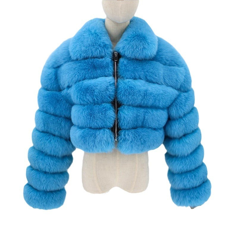 Women's Fur Lapels Imitation Fox Long Sleeve Coats