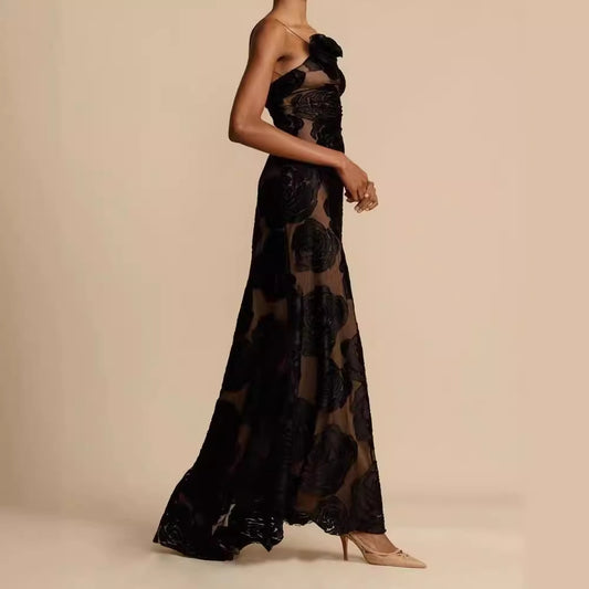 Women's Black Slip Dress Sexy Backless Long Dresses