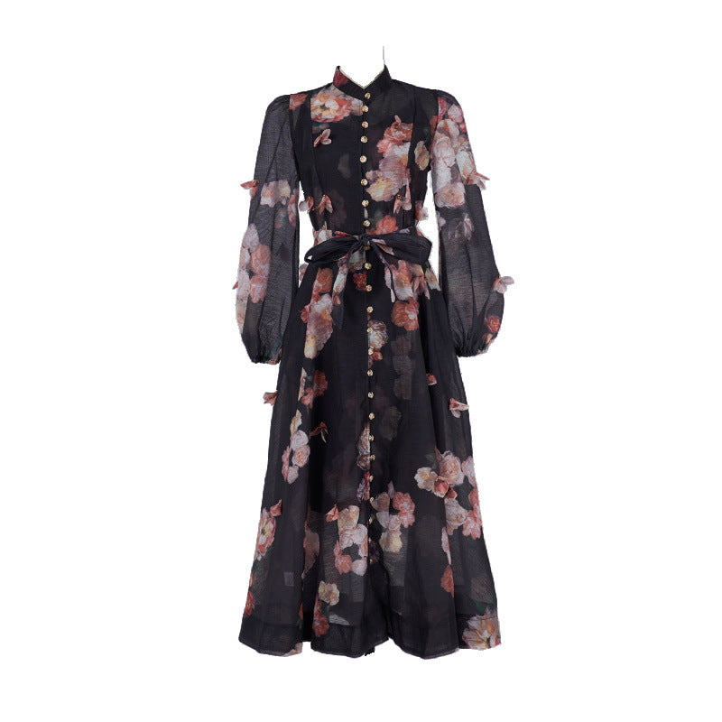 Catwalk Design Sense Hanging Flower Long Dresses