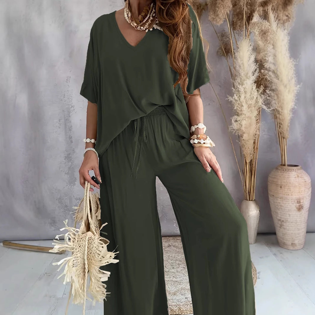 Casual Women's Collar Batwing Sleeve Loose Fashion Casual Suit