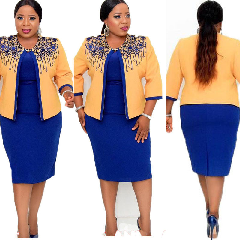 Large Dress Small Print Splicing Two-piece Dresses