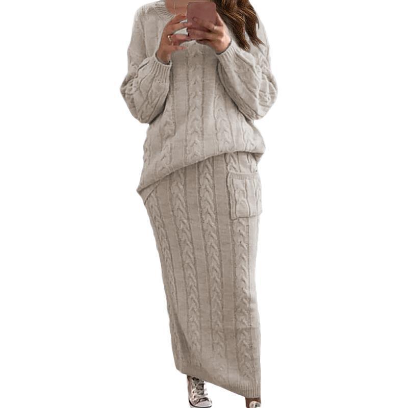 Women's Fashion Twist Stitch Set Dress Sweaters