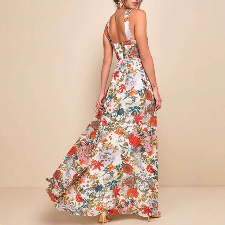 Women's Fashion Chiffon Print Fairy Long Elegant Dresses