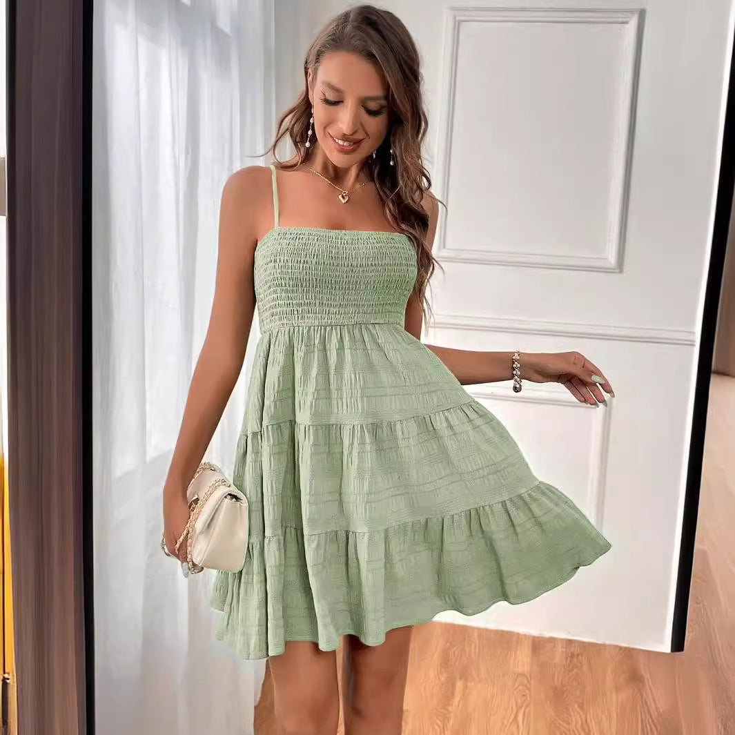 Women's Summer Camisole Pure Color Texture Dress Dresses