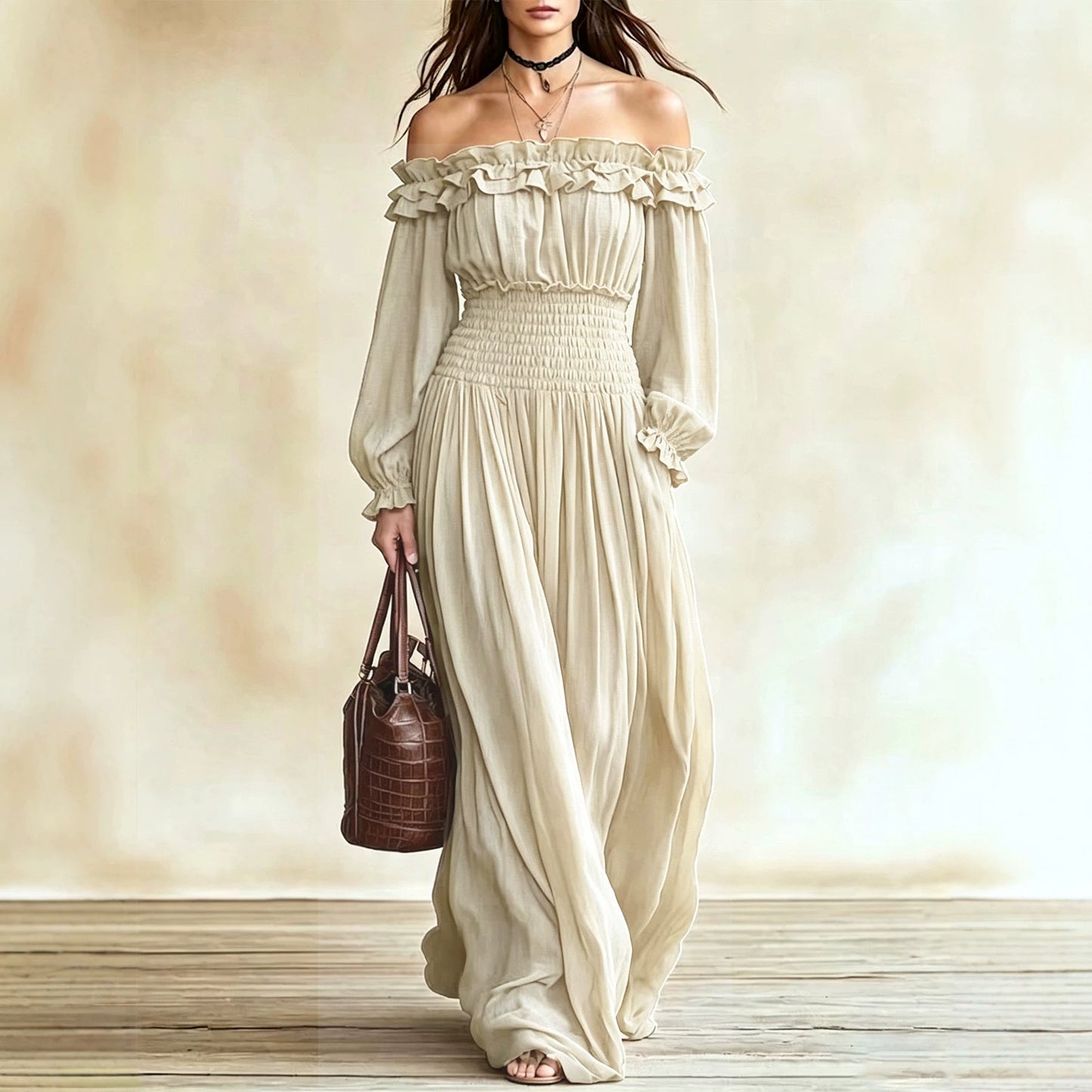Women's Autumn Ruffled Long Sleeve Waist Clothing
