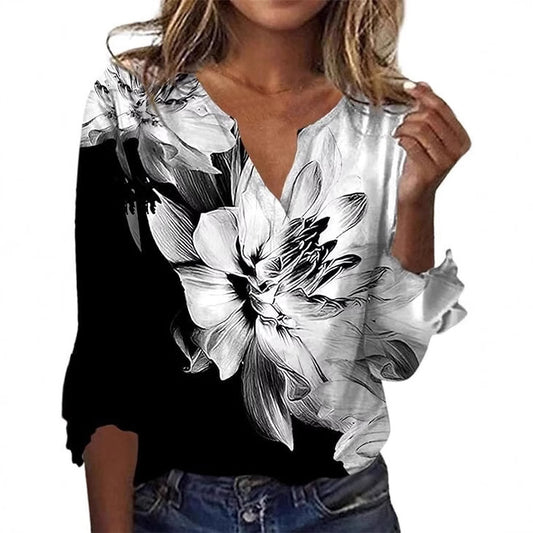 Women's Long-sleeved Printed Ethnic Fashion T-shirt Blouses