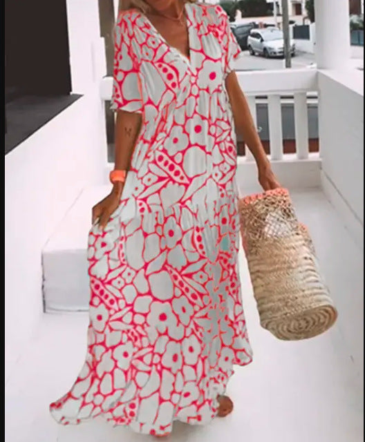 Women's New Dress Summer Printed Sleeve Dresses