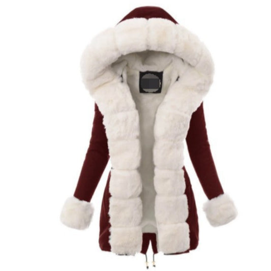 Women's Winter Warm Hooded Fur Collar Cotton Coats