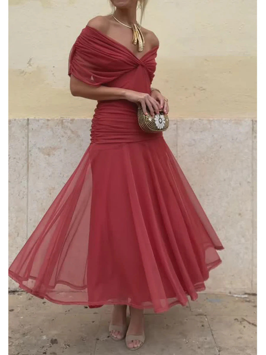 Women's Slouchy Chiffon Design Dress Lined Dresses