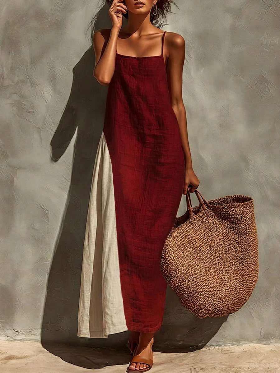 Women's Summer Cotton Linen Versatile Simple Camisole Dress