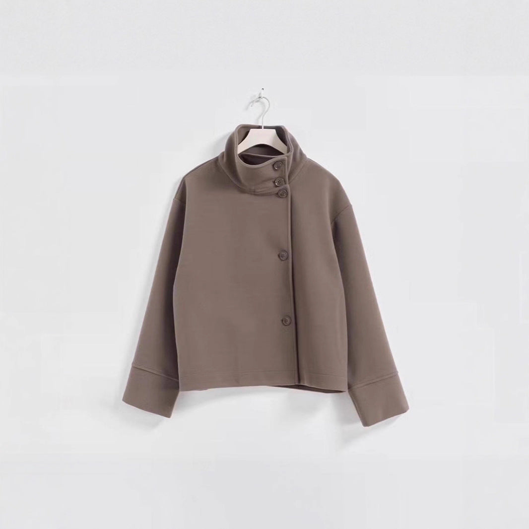 Women's Cool Stand Collar Breasted Woolen Coats